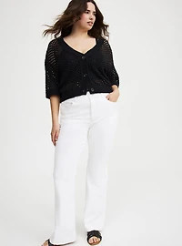 Short Sleeve Open Stitch Cardigan