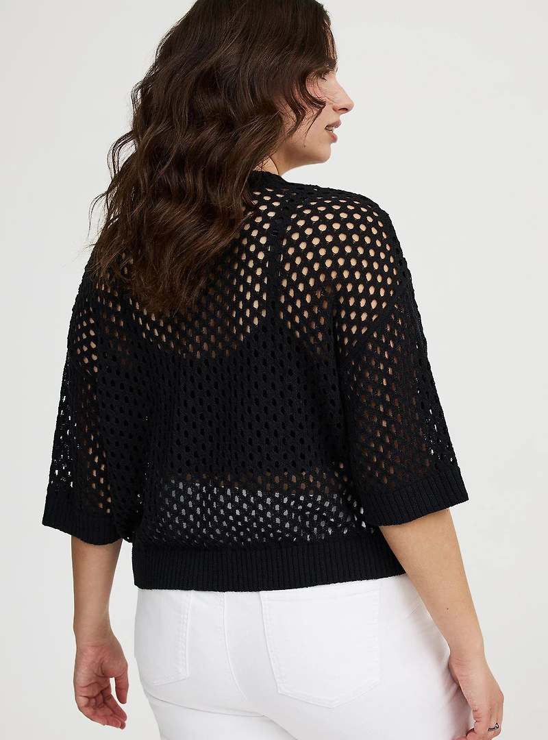 Short Sleeve Open Stitch Cardigan