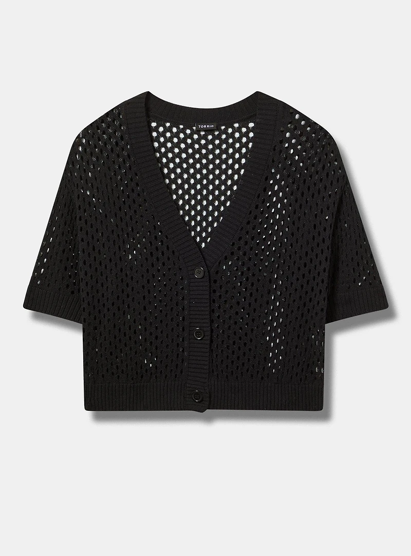 Short Sleeve Open Stitch Cardigan