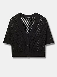 Short Sleeve Open Stitch Cardigan