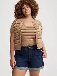 Crewneck Short Sleeve Cardigan