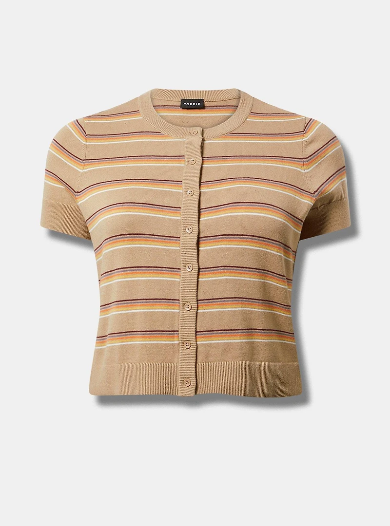Crewneck Short Sleeve Cardigan