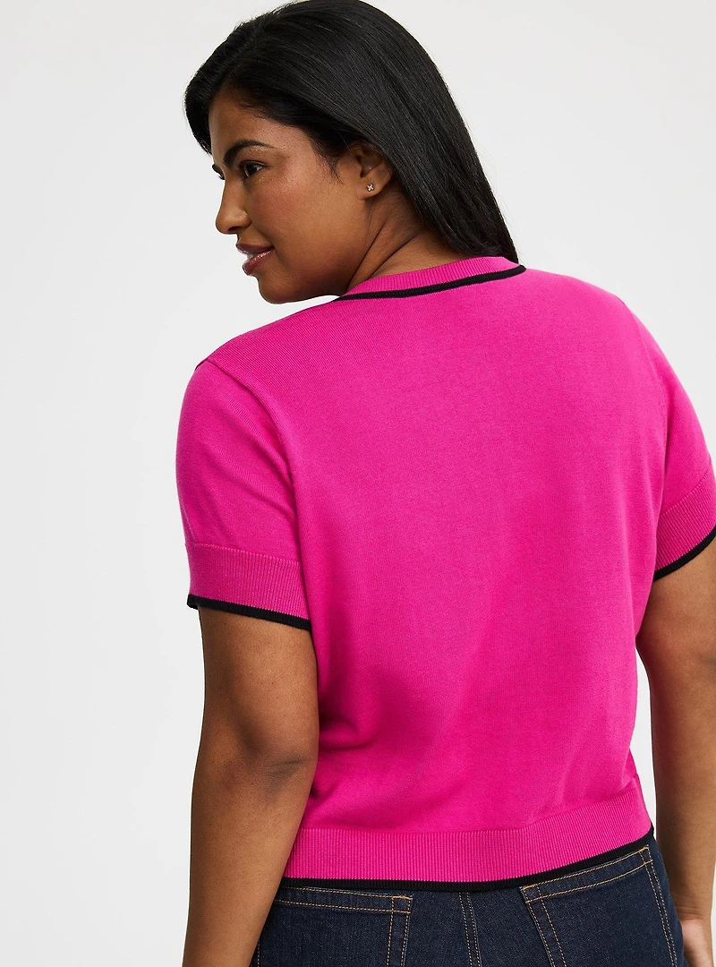 Crewneck Short Sleeve Cardigan