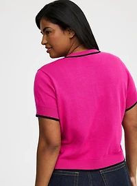 Crewneck Short Sleeve Cardigan