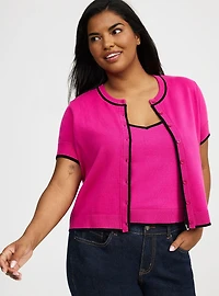 Crewneck Short Sleeve Cardigan