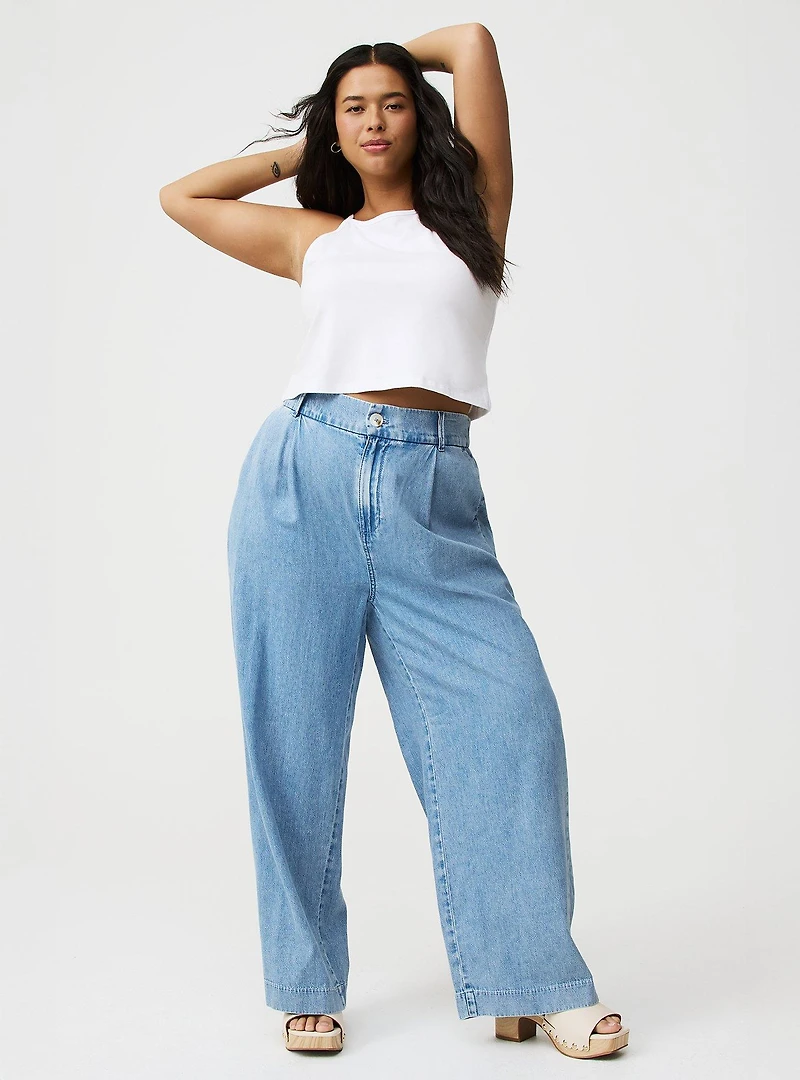 High-Rise Wide Leg Denim Trouser
