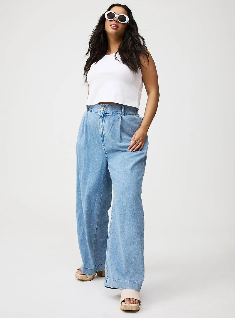 High-Rise Wide Leg Denim Trouser