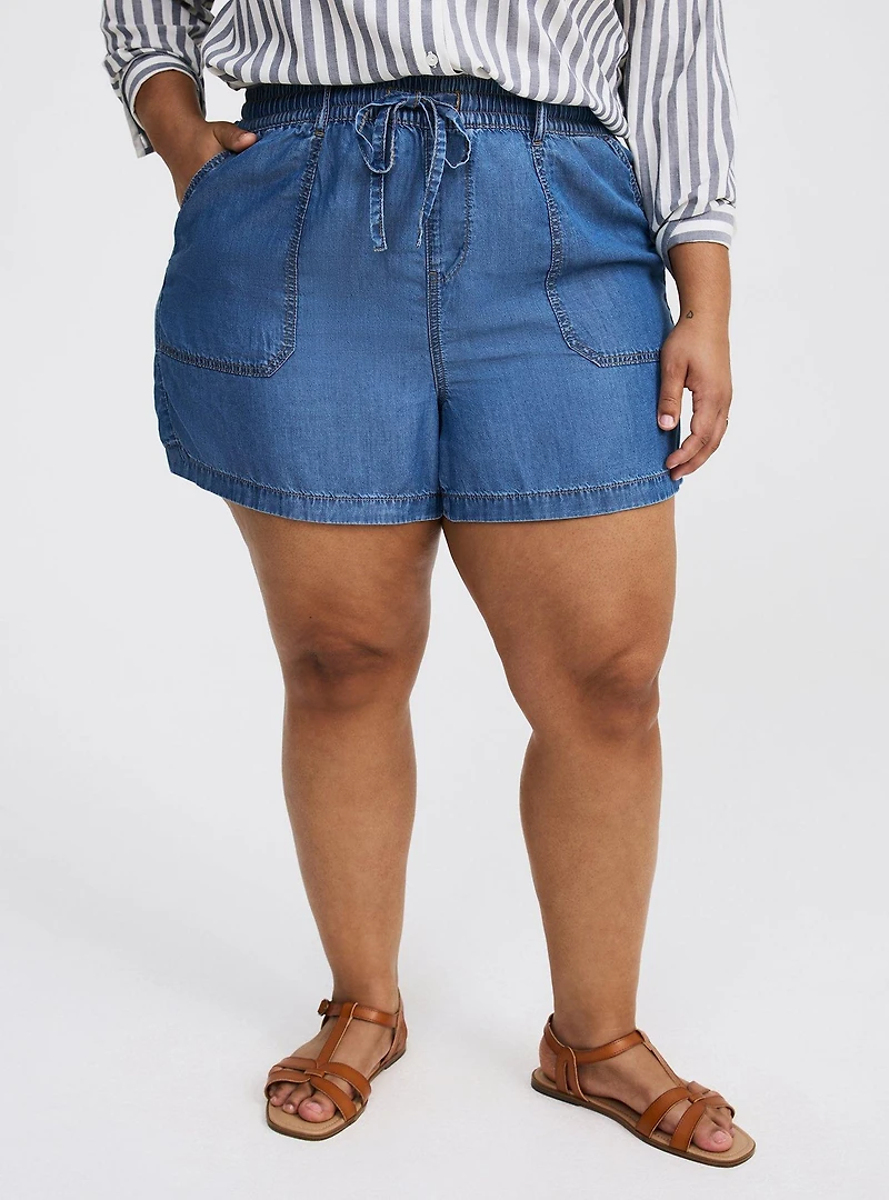 High-Rise Pull-On Lightweight Denim Short