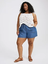 High-Rise Pull-On Lightweight Denim Short