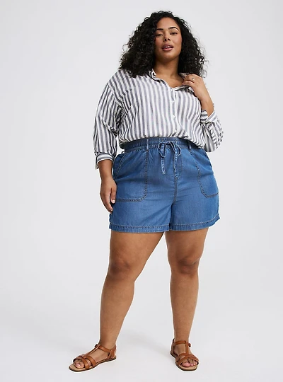 High-Rise Pull-On Lightweight Denim Short