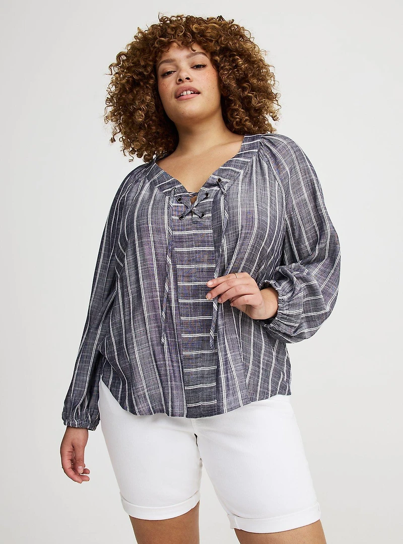 Lace-Up Blouse