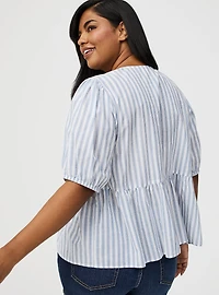Puff Sleeve Tie Front Blouse