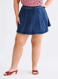 Retro Chic Denim Mini Skort