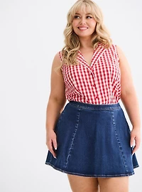 Retro Chic Denim Mini Skort