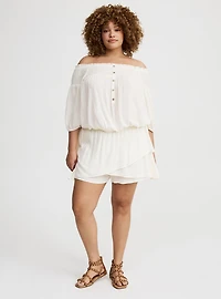 Crinkle Gauze Off-Shoulder Top
