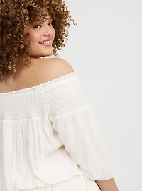 Crinkle Gauze Off-Shoulder Top