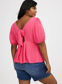 Tie Back Puff Sleeve Top