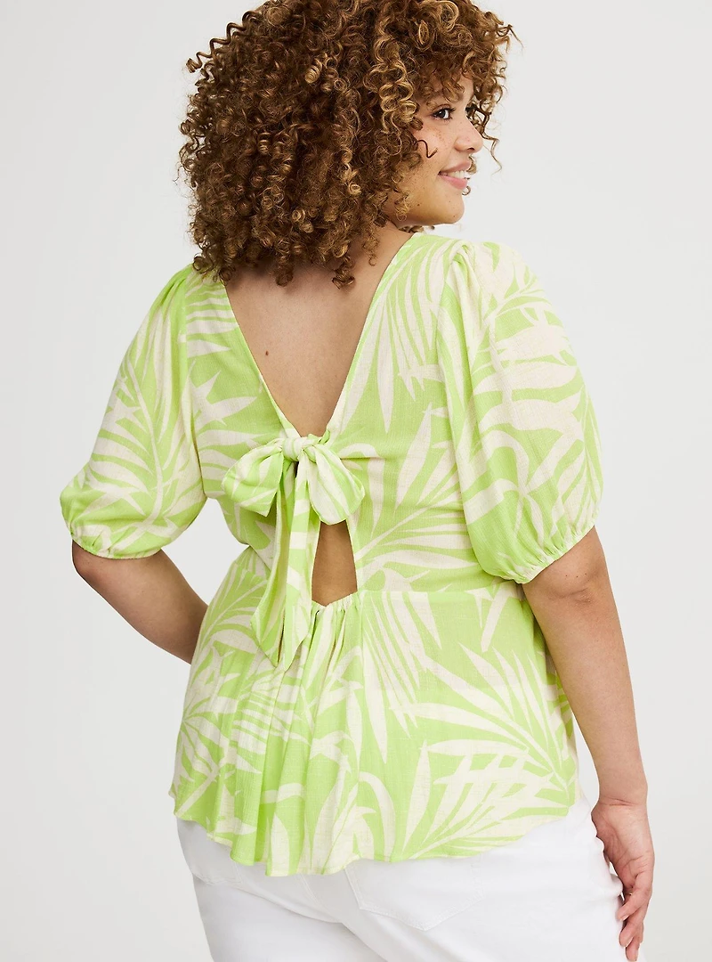 Tie Back Puff Sleeve Top