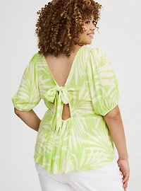 Tie Back Puff Sleeve Top