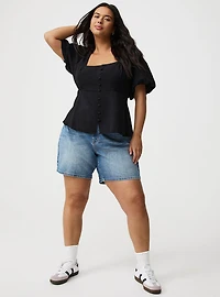 Peplum Square Neck Puff Sleeve Top