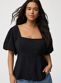 Peplum Square Neck Puff Sleeve Top