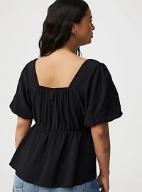 Peplum Square Neck Puff Sleeve Top