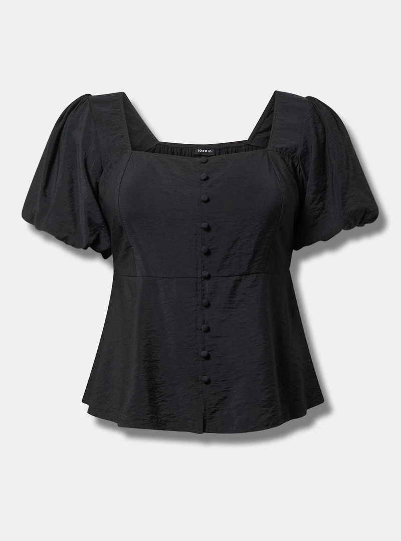 Peplum Square Neck Puff Sleeve Top