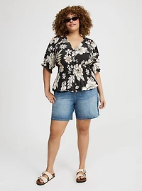 Peplum V-Neck Puff Sleeve Top