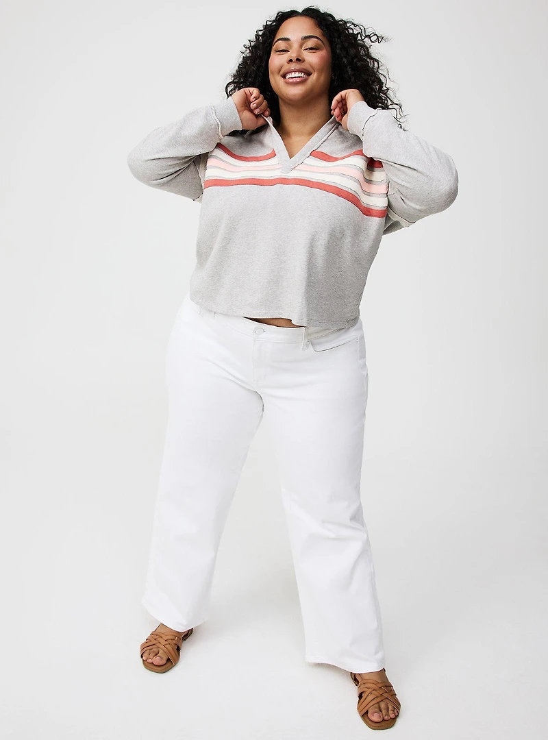 Collared V-Neck Sweatshirt