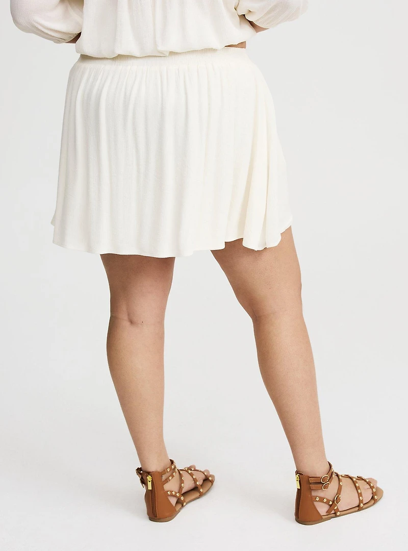 Pull-On High-Rise Ruffle Skort
