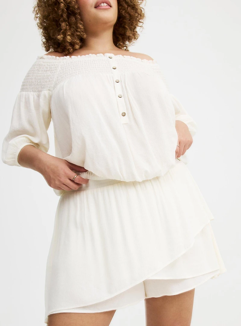 Pull-On High-Rise Ruffle Skort
