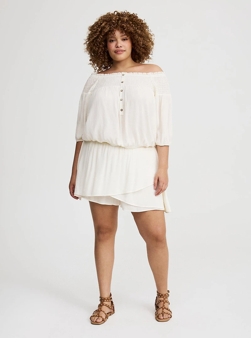 Pull-On High-Rise Ruffle Skort