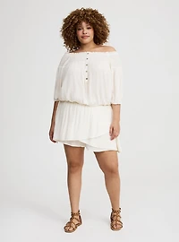 Pull-On High-Rise Ruffle Skort