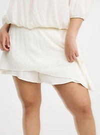 Pull-On High-Rise Ruffle Skort