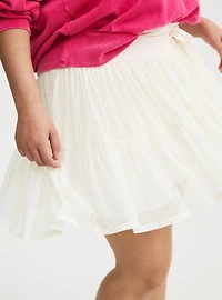 Mesh Ruffle Active Skirt with Bike Short