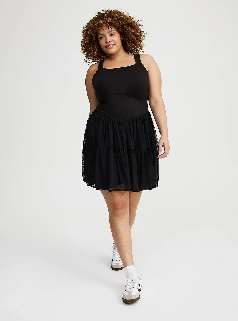 Performance Core Mesh Ruffle 2fer Active Dress