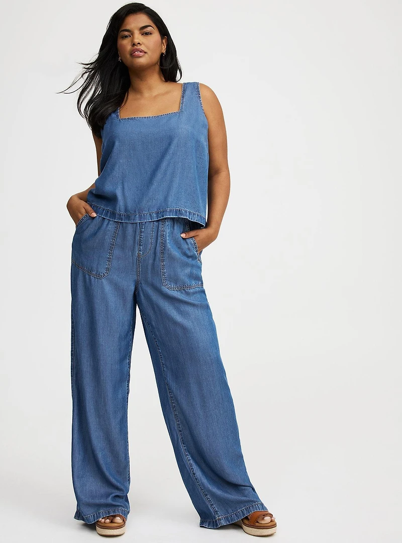 Tencel Square Neck Top