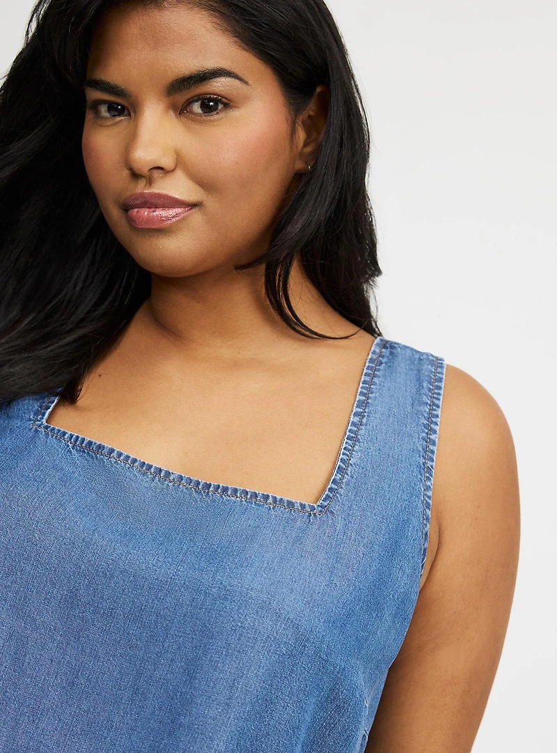 Tencel Square Neck Top
