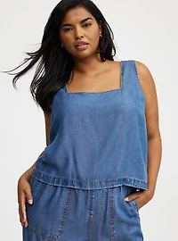 Tencel Square Neck Top