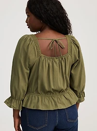 Cotton Dobby Square Neck Top