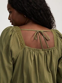 Cotton Dobby Square Neck Top
