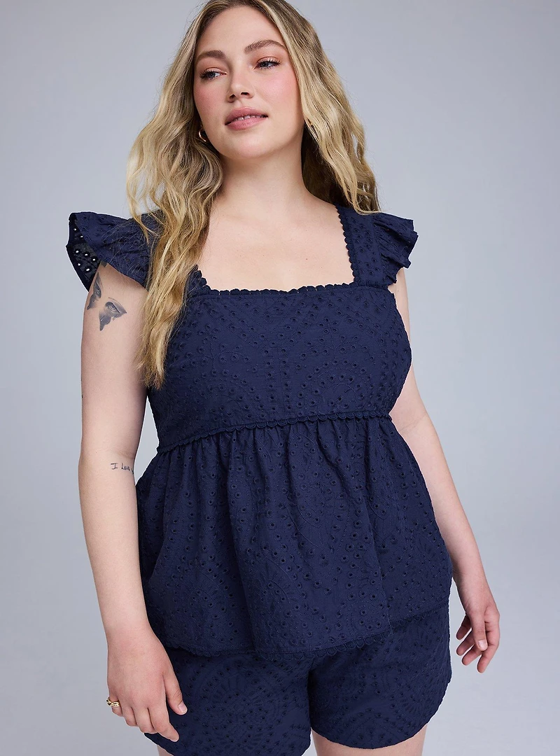 Belle Isle Eyelet Babydoll Top