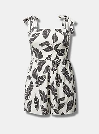Rayon Slub Tie-Strap Romper