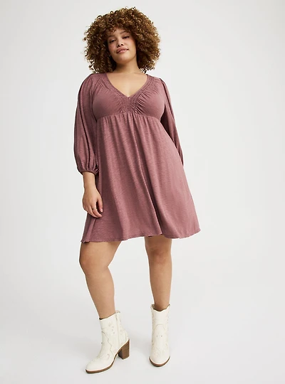Deep V-Neck Mini Dress