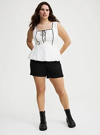 Peplum Eyelet Top