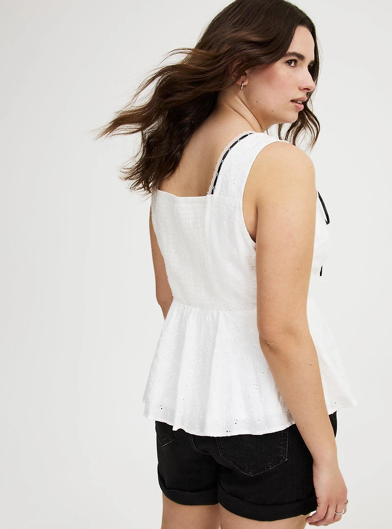 Peplum Eyelet Top