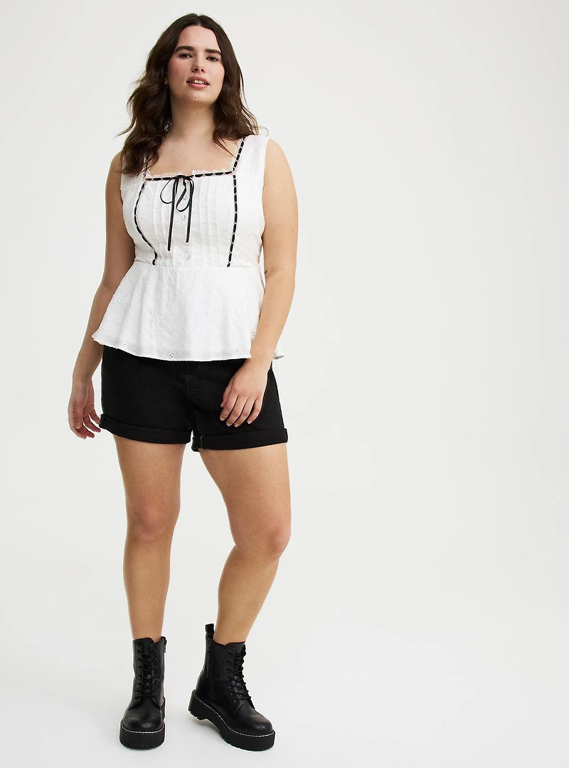 Peplum Eyelet Top