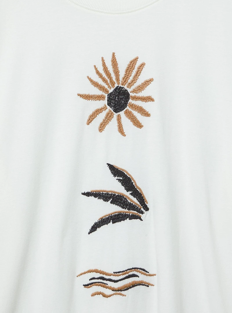 Beach Symbols Oversized Heritage Jersey Embroidered Tee