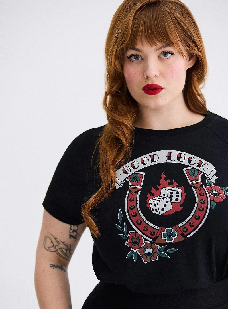 Retro Chic Good Luck Ringer Tee