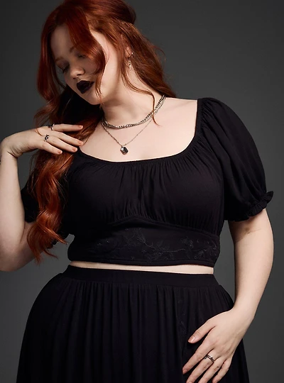 Nightfall Embroidered Crop Top
